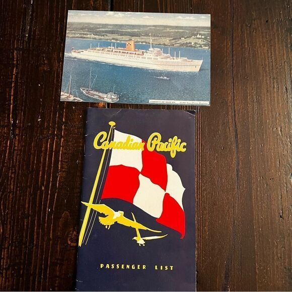 Canadian Pacific Passenger List and Postcard (1957) - Picture 1 of 7
